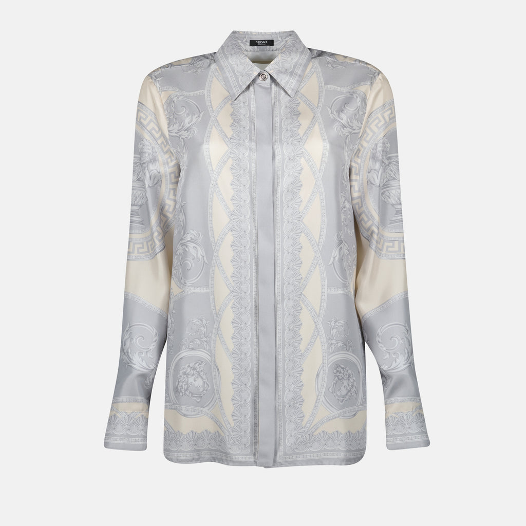 Camisas Camisa de Seda Barocco Versace Cinza Femme