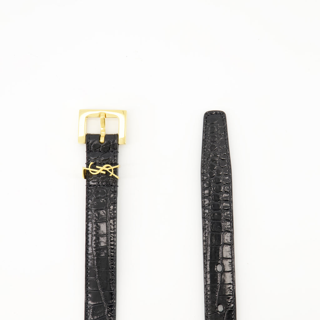 Cinture Cintura Slim Cassandre Saint Laurent Nero Femme
