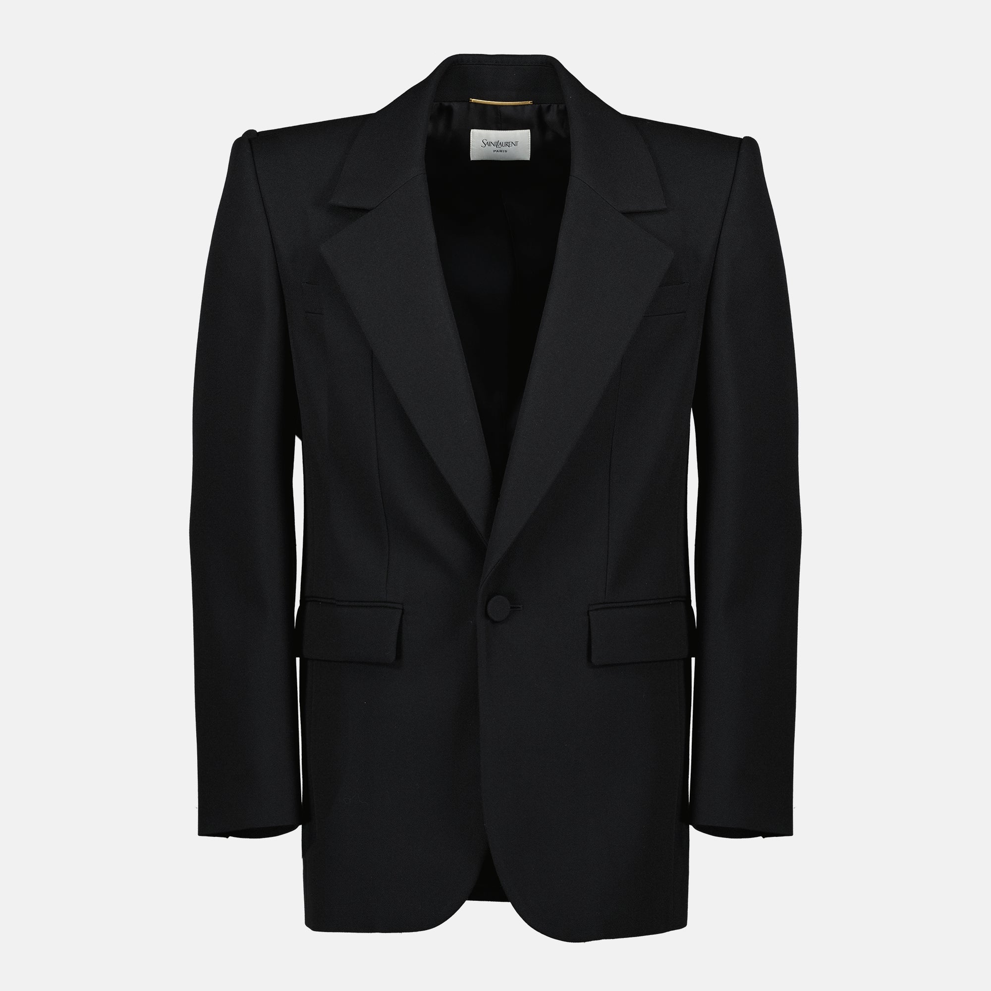 Imagen del blazer negro de lana de Saint Laurent para hombre - Temporada Otoño-Invierno 2025 - Vista Frontal