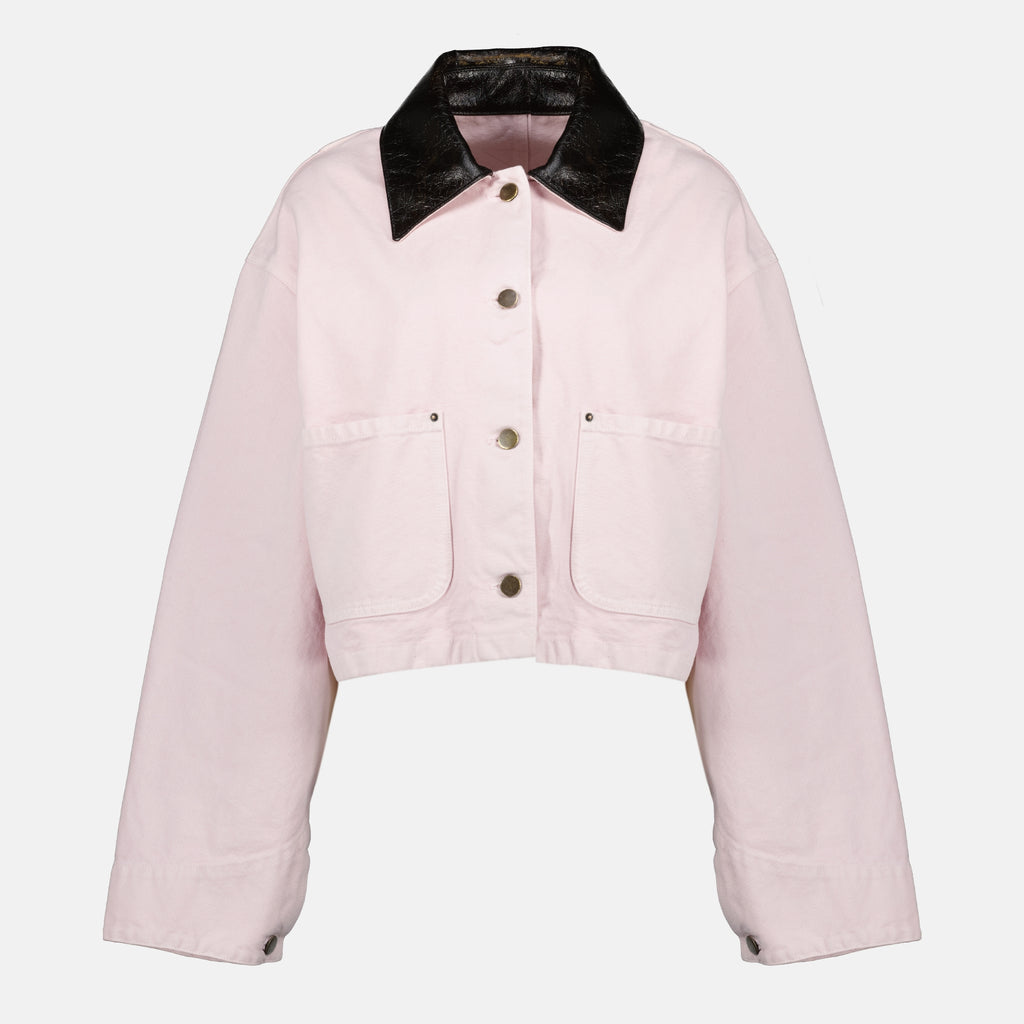 Bild der Prada Damen Rosa Denimjacke - Frühling-Sommer 2026 - Vorderansicht