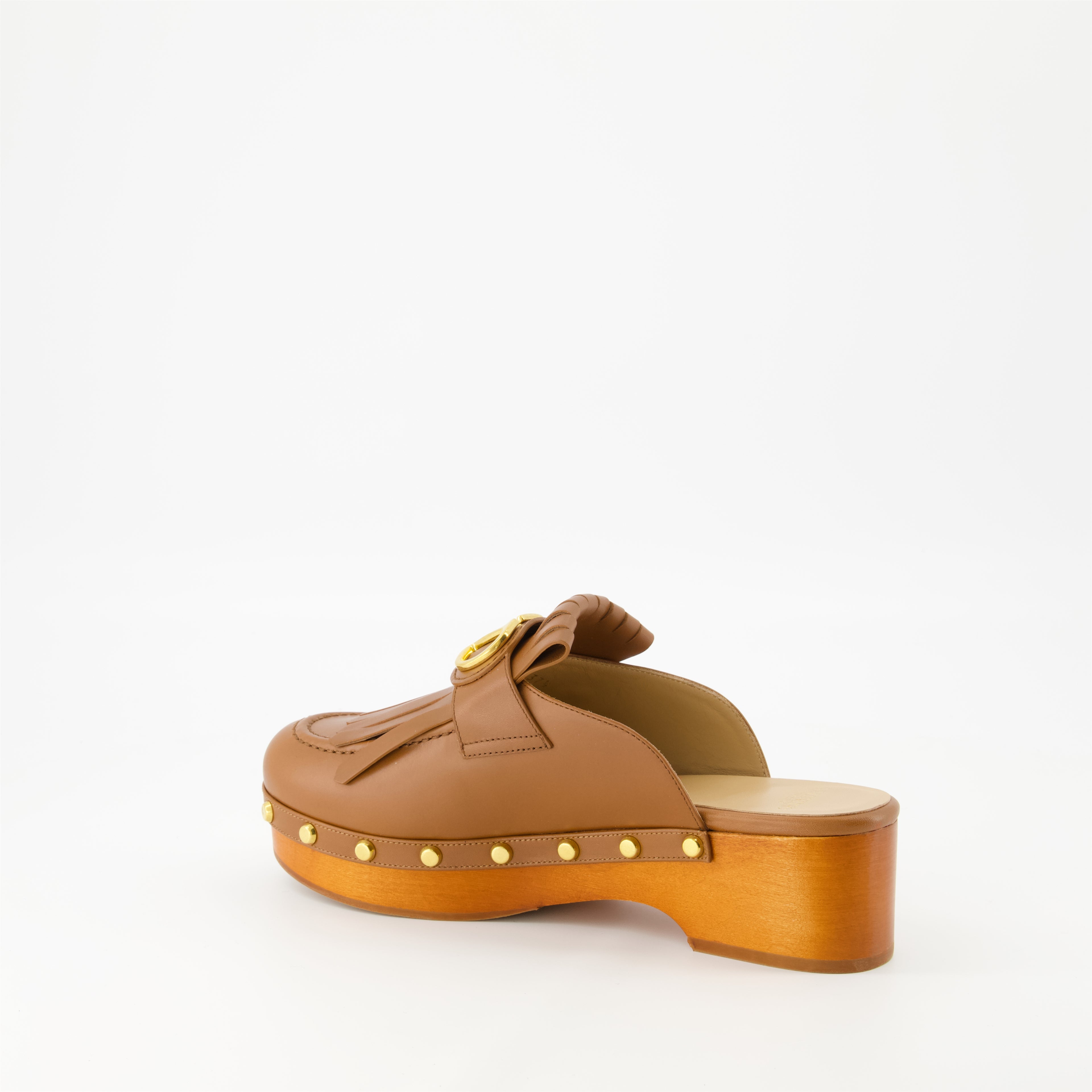 오픈 슈즈 VLogo 프린지 클로그 Valentino Garavani 갈색 Femme