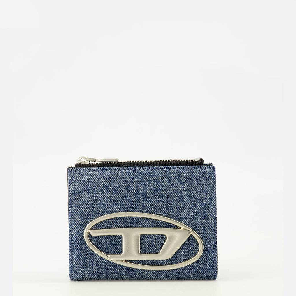 女性用のデニム製1DR財布のディーゼルブランドの画像 - 2026年春夏シーズン - 正面ビュー