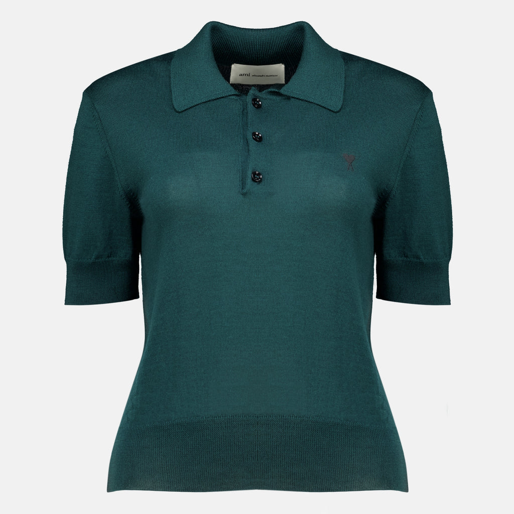 Polos Polo Cuore Verde AMI in Lana Ami PARIS Vert Femme