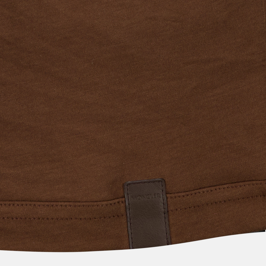 T-shirts T-Shirt in Pelle Marrone con Logo Moncler Marron Homme