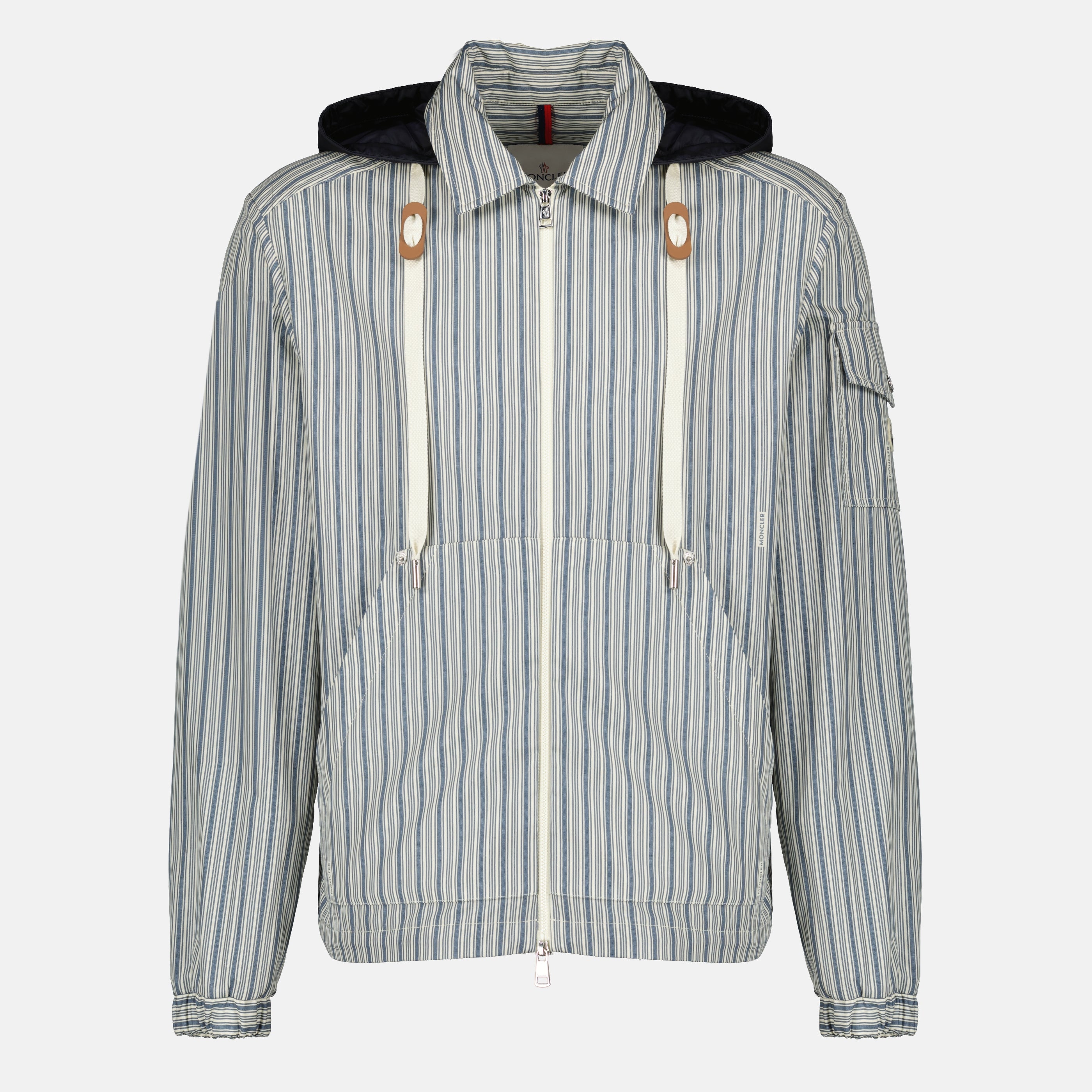 Vestes Casaco de Popeline às Riscas Havas Moncler Bleu Homme