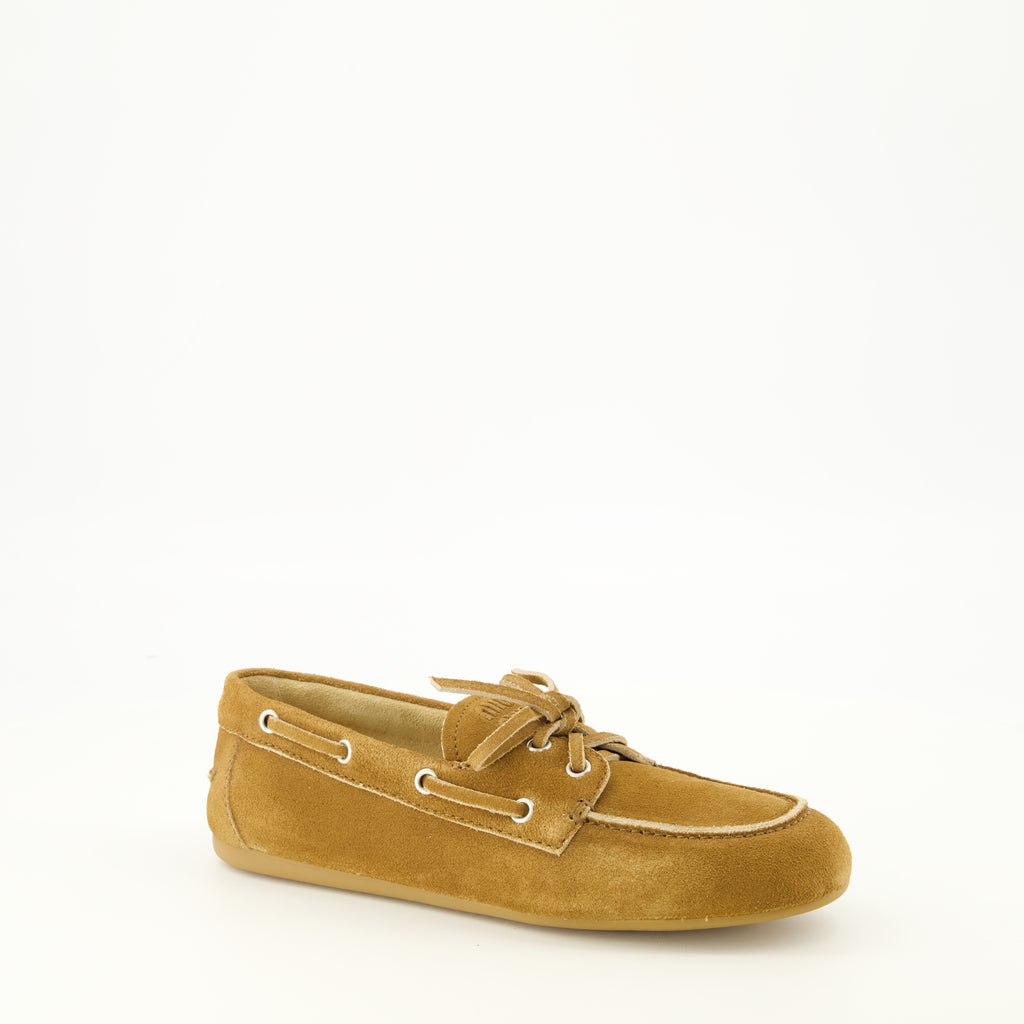 Mocassins Braune Wildleder Deck Loafers Miu Miu Marron Femme
