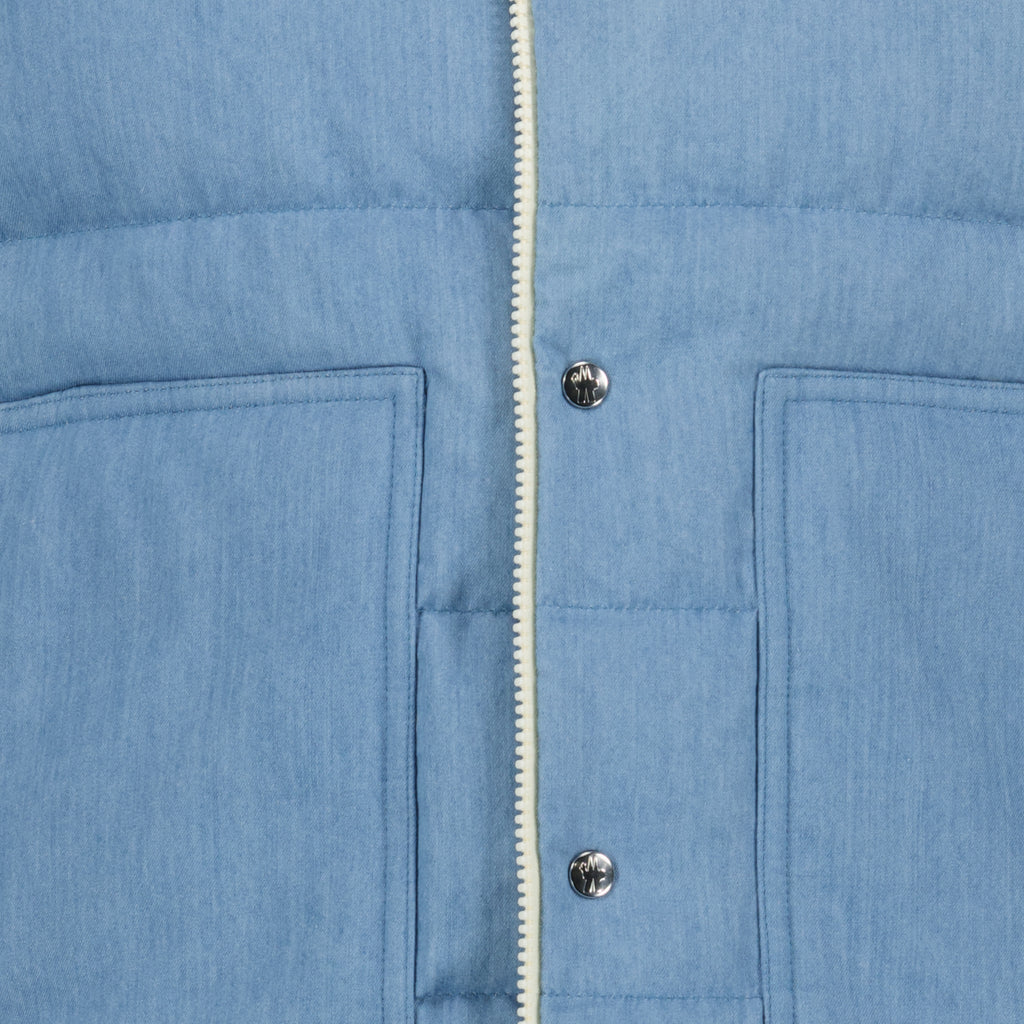 Vestes Casaco de Penas Sem Mangas Heceta em Denim Moncler Bleu Homme