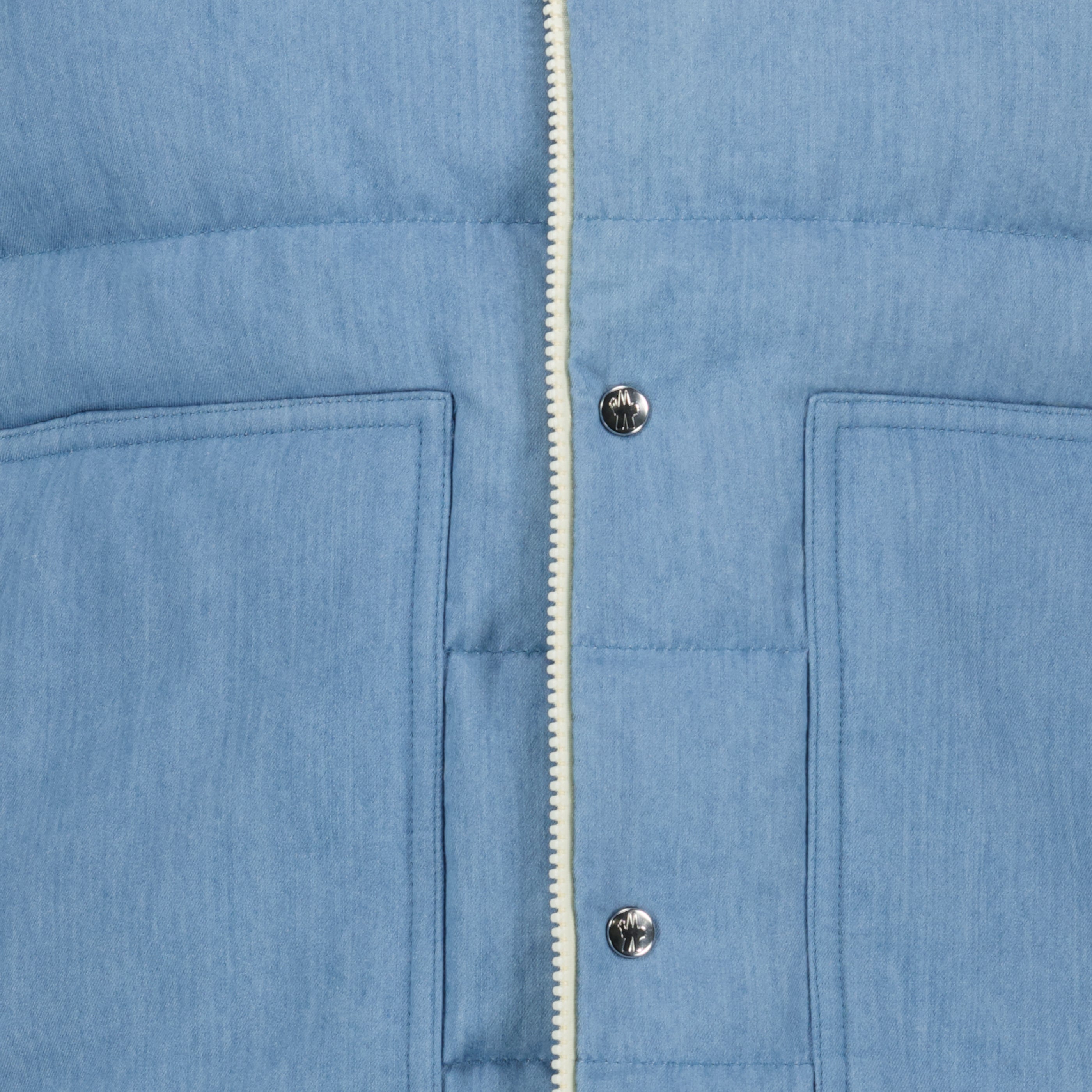 Vestes Casaco de Penas Sem Mangas Heceta em Denim Moncler Bleu Homme