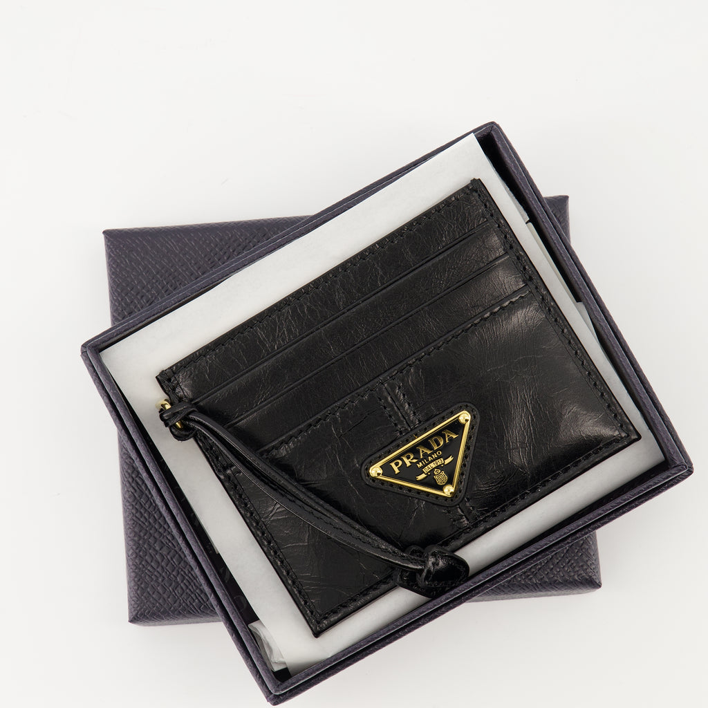 Petite maroquinerie Porte-cartes en cuir Prada Noir Femme