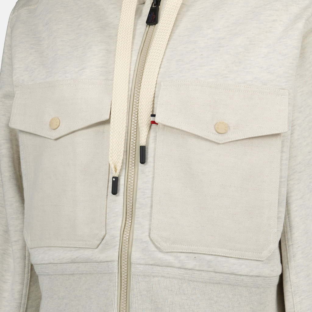 Vestes Sweat zippé en coton Moncler Grenoble Gris Femme