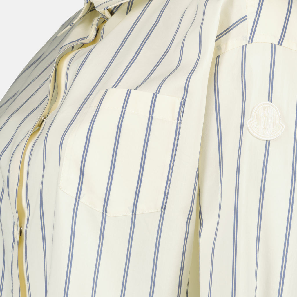 Chemises Camisa de Algodón y Seda a Rayas Moncler Blanc Femme