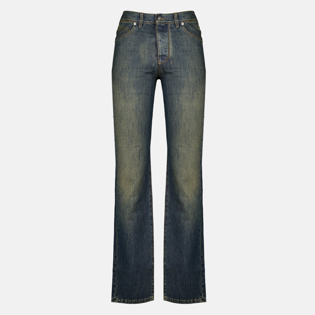 Pantalons Jean long en denim bleu délavé Fendi Bleu Homme