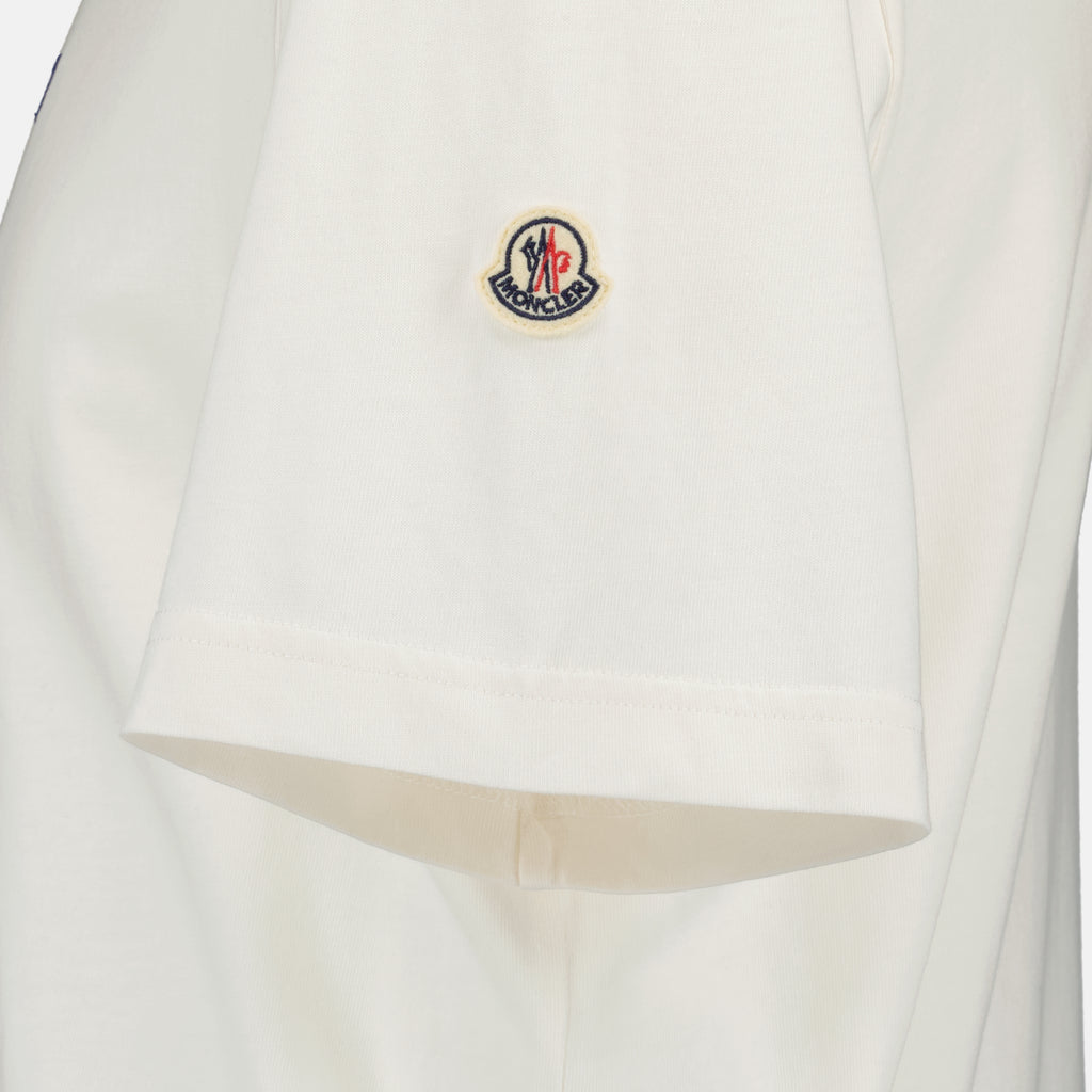 T-shirts Camiseta de algodón blanca bordada Moncler Blanc Homme
