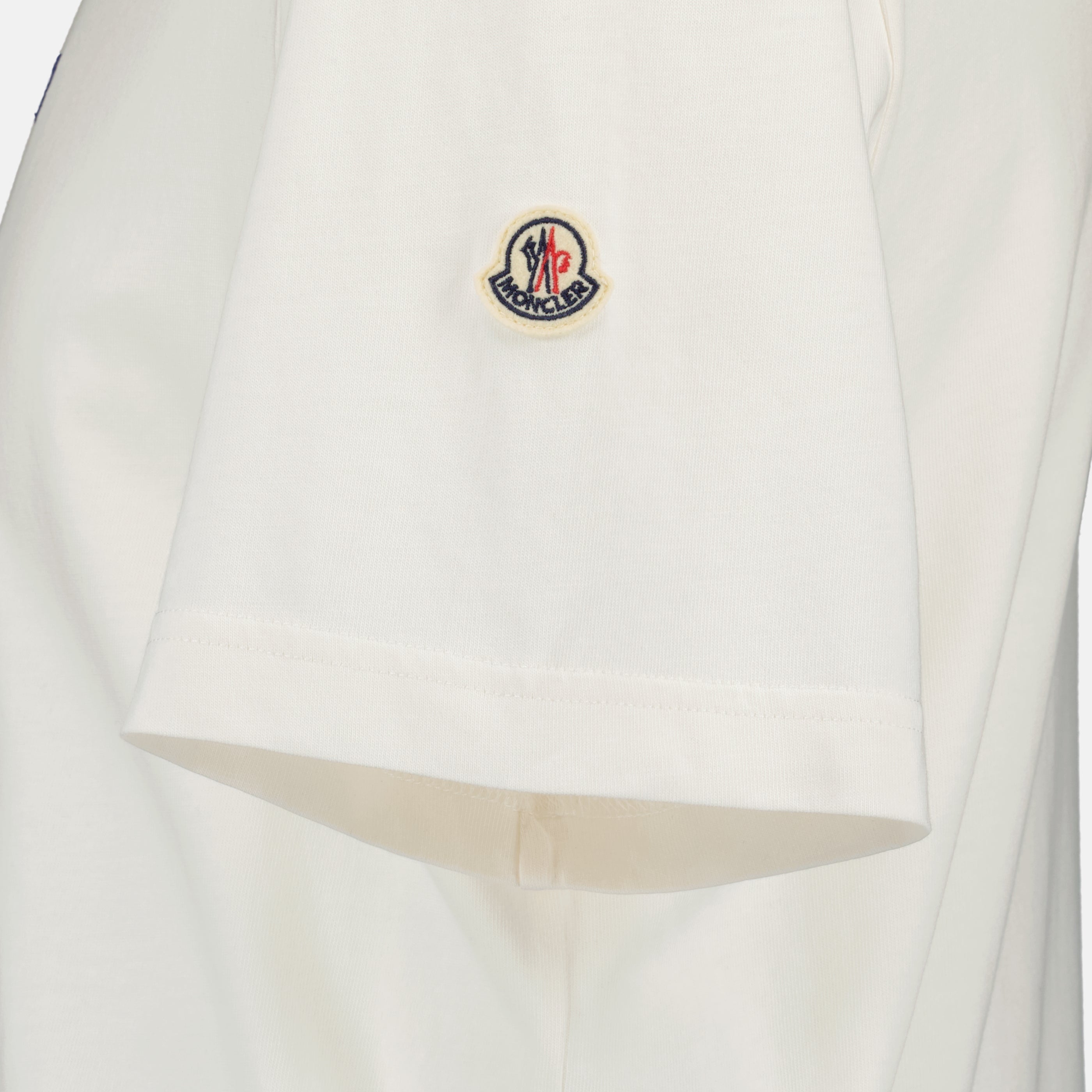 T-shirts T-shirt de Algodão Branco Bordado Moncler Blanc Homme