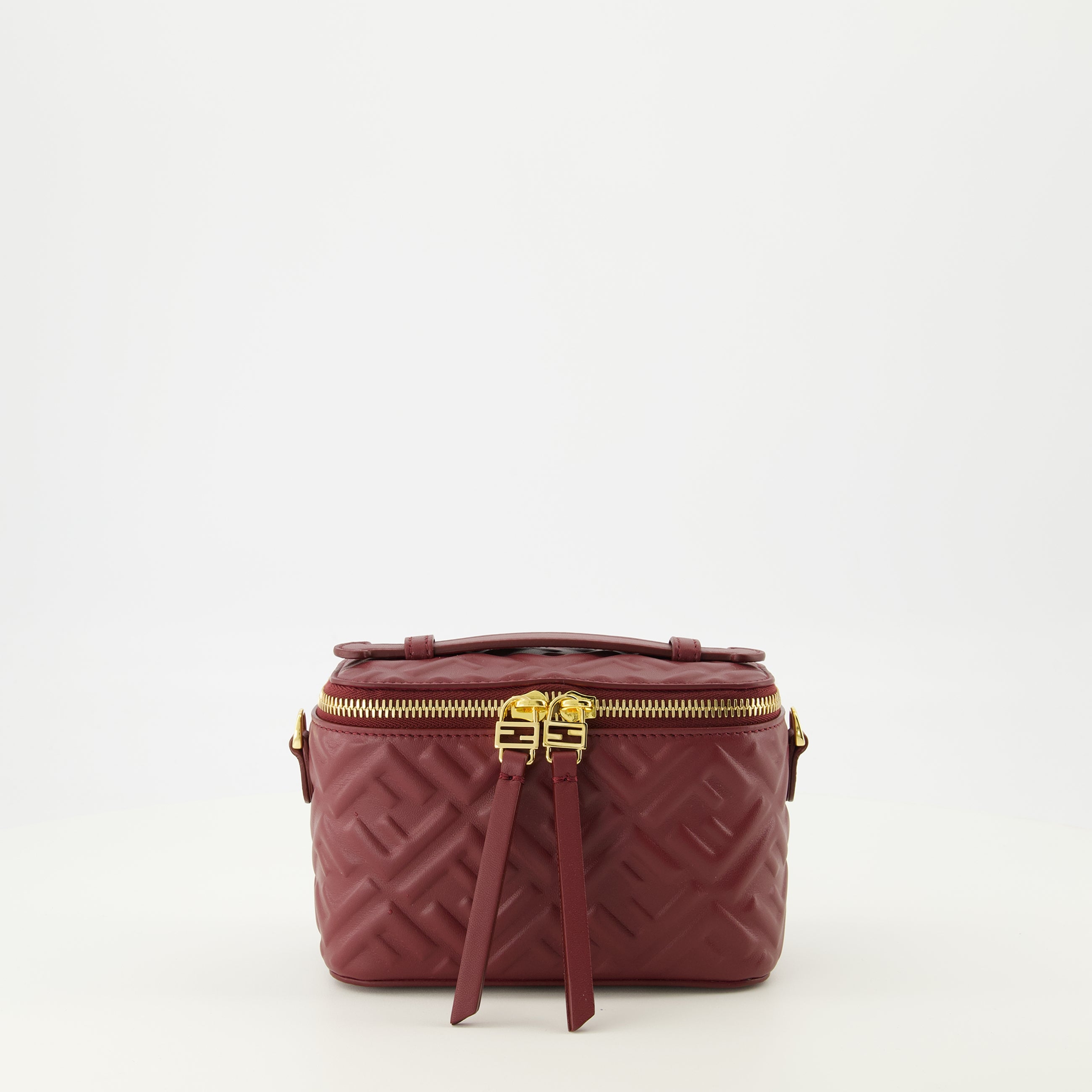 Image of the Mini Vanity bag in burgundy by the brand Fendi for Women - Spring-Summer 2026 - Front View
