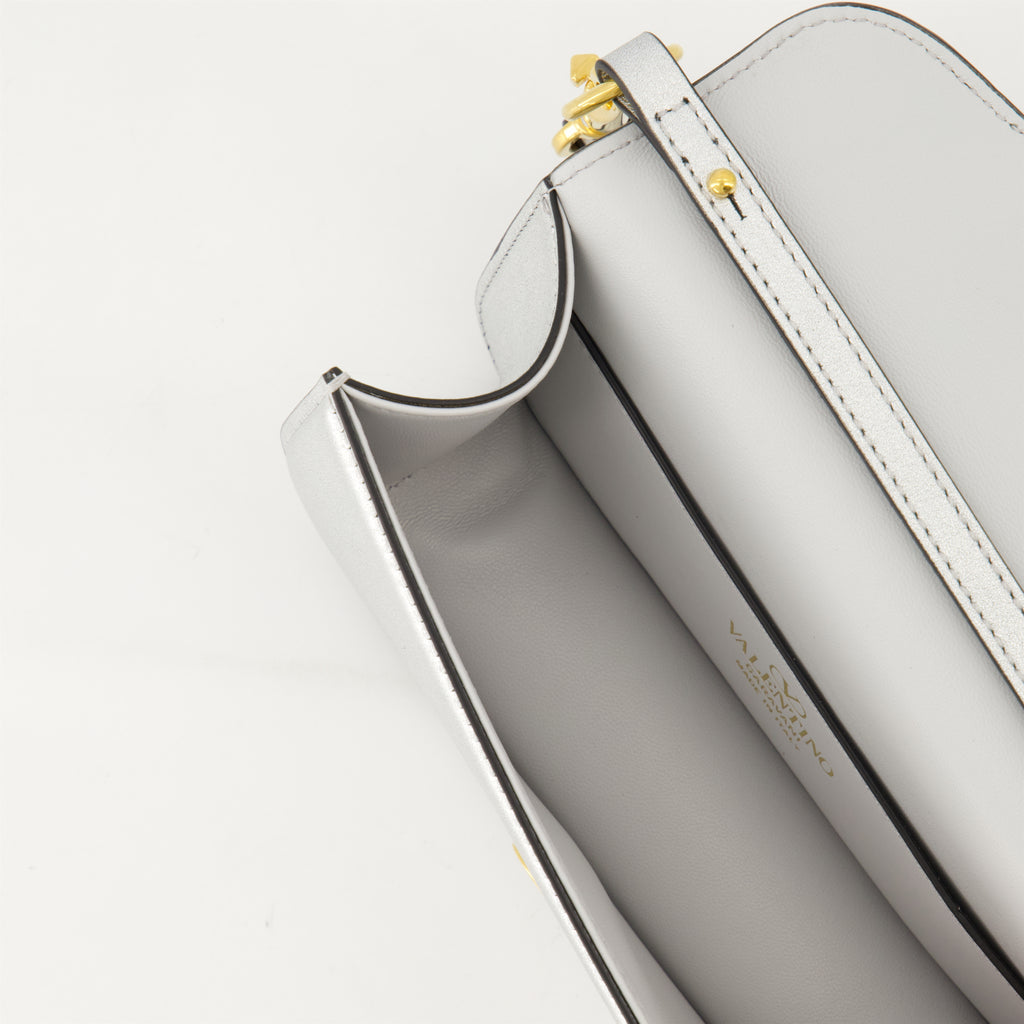 Bolsas de mão e de ombro Saco de Couro Lamé VLogo Valentino Garavani Prata Femme