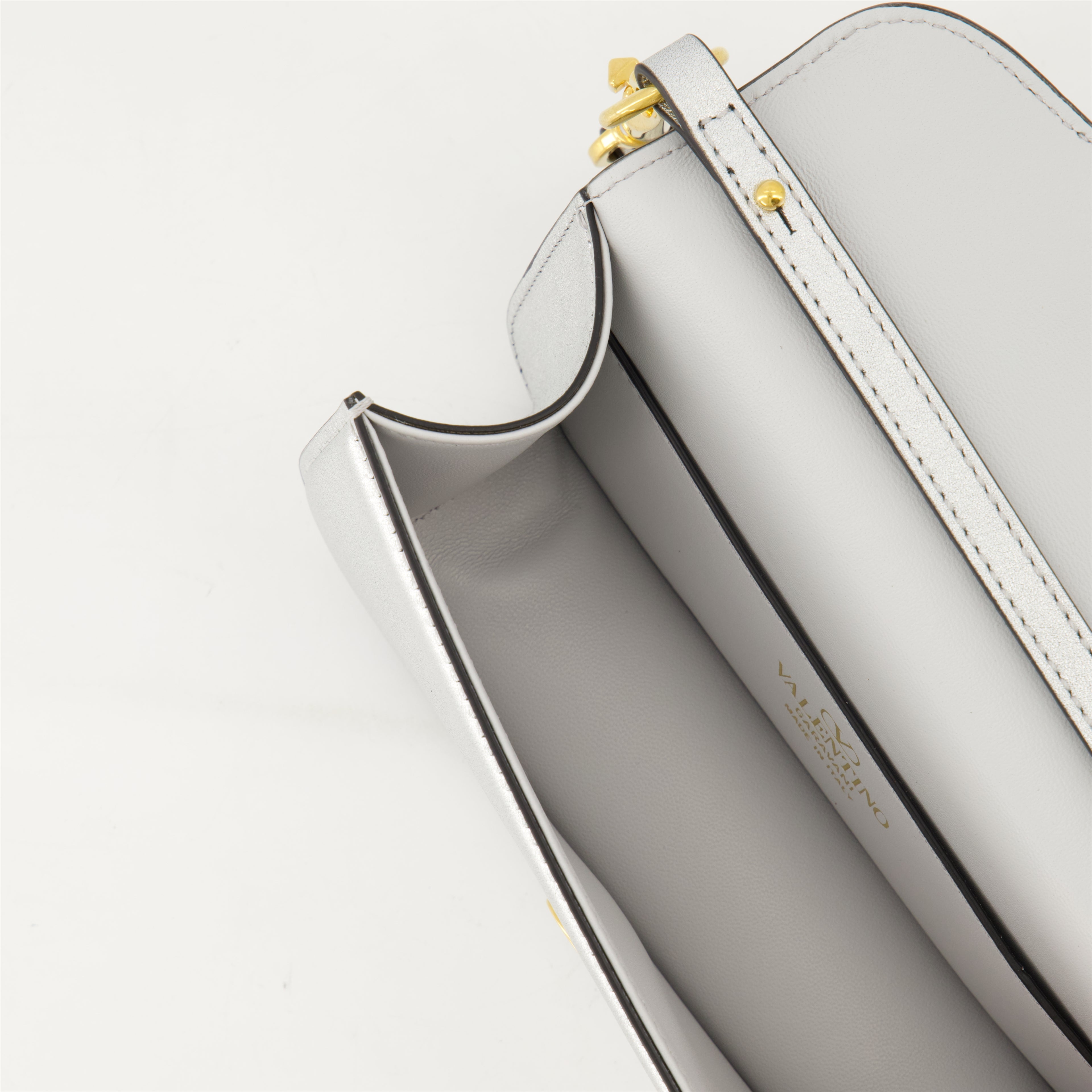 Bolsas de mão e de ombro Saco de Couro Lamé VLogo Valentino Garavani Prata Femme