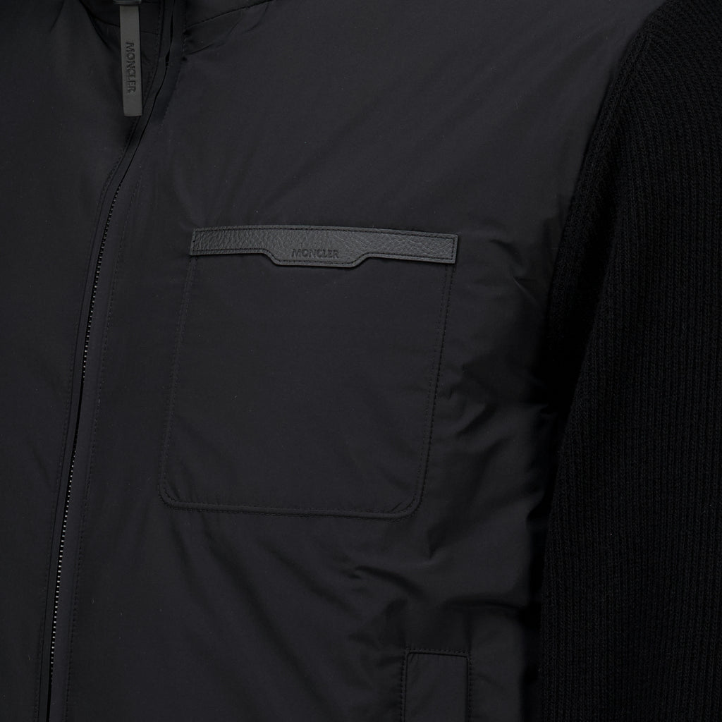 Maille Cardigan zippé en laine et cachemire noir Moncler Noir Homme