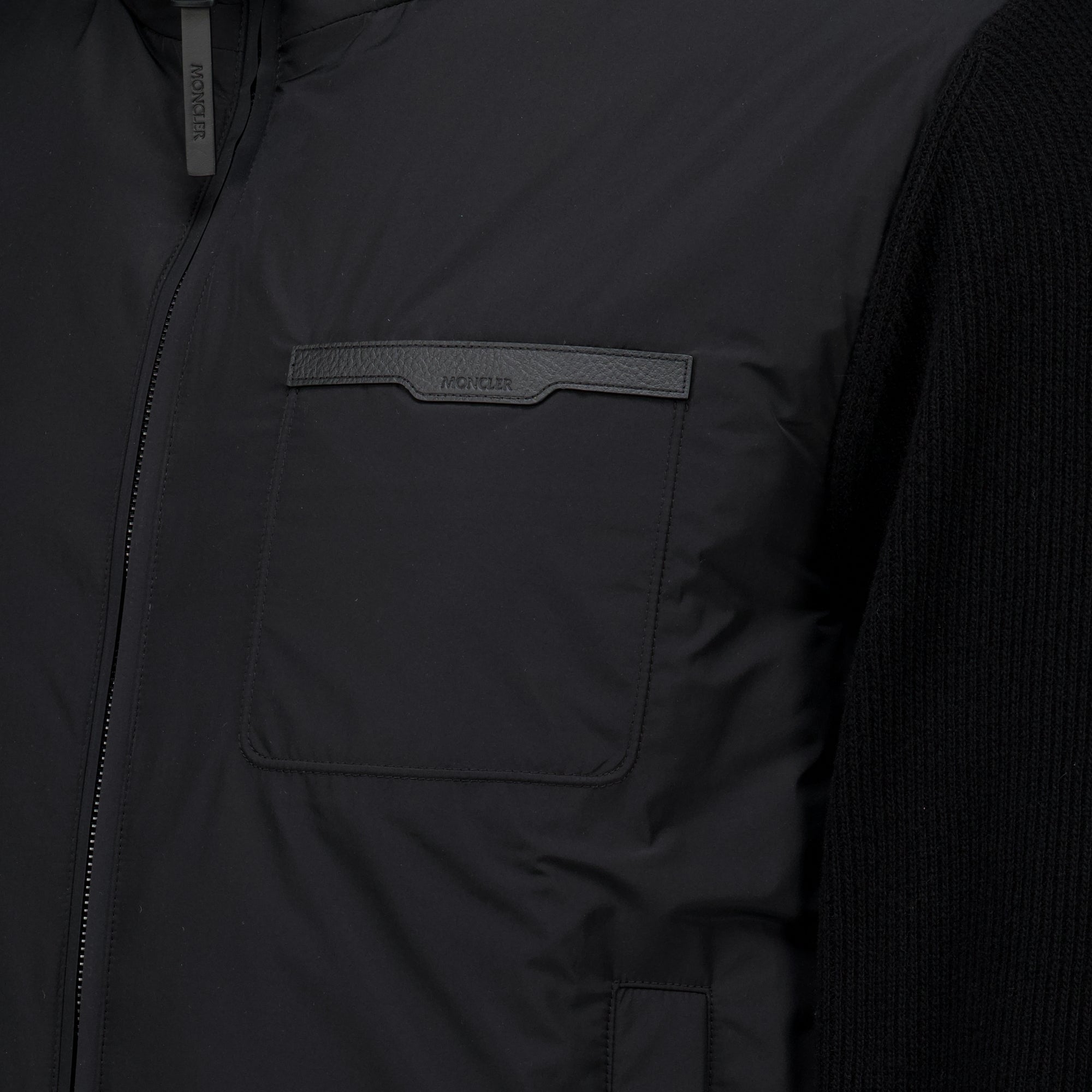 Maille Cardigan con Zip in Lana e Cachemire Nero Moncler Noir Homme