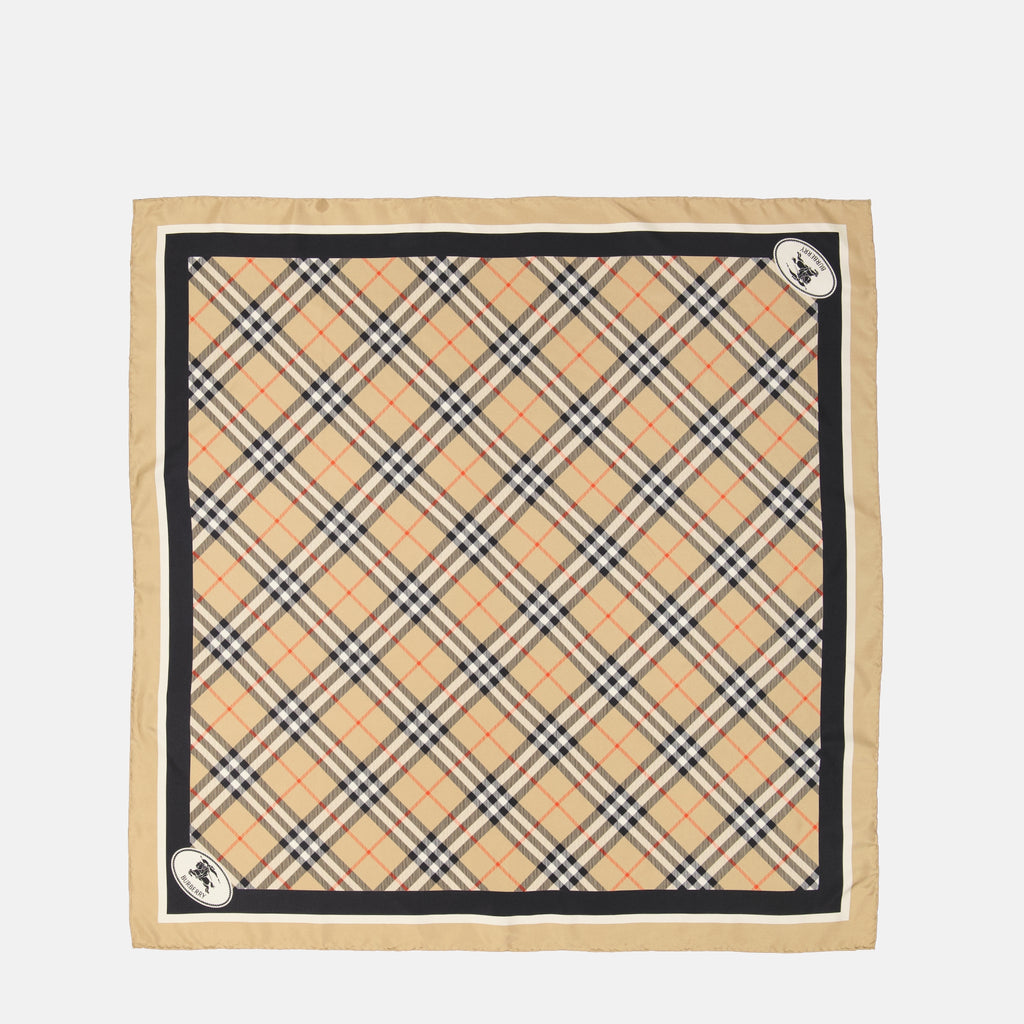 Écharpes, foulards et gants Foulard en soie à carreaux Burberry Beige Femme