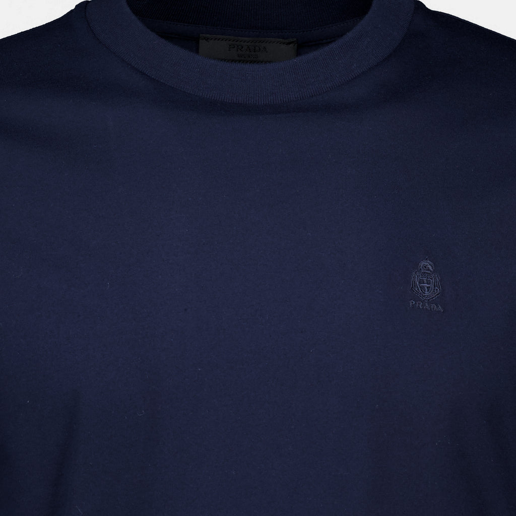 T-shirts T-Shirt Ricamata Blu Marino Prada Bleu foncé Homme