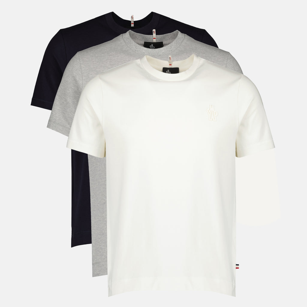 T-shirts Conjunto de três t-shirts de algodão em preto, cinza e branco Moncler Grenoble Multicolore Homme