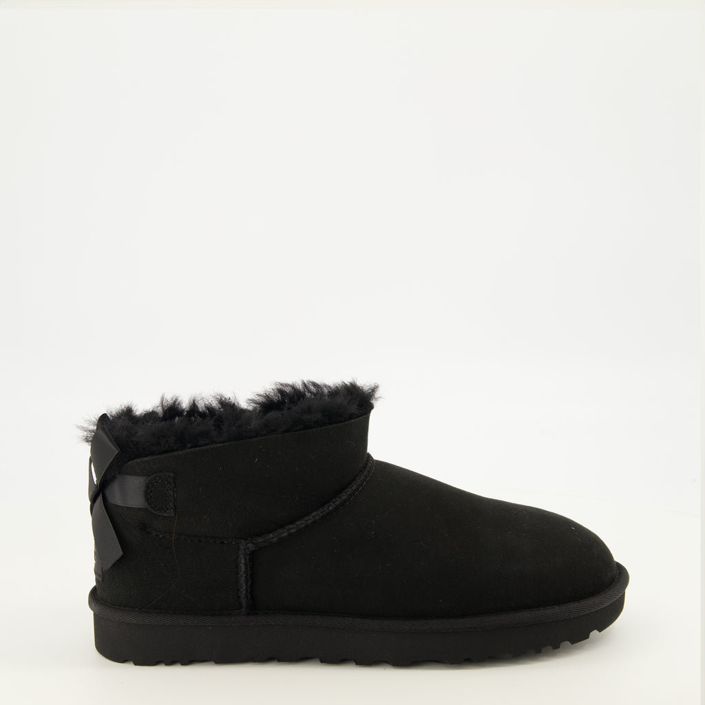 Bottines Bottes Ultra Mini Bailey Bow noir Ugg Noir Femme