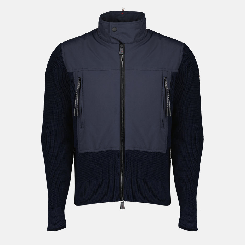 Image de l'article Veste cardigan bi-matière bleu de la marque Moncler Grenoble pour Homme - Saison Printemps-Été 2026 - Vue de Face