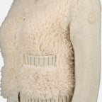 Image de l'article Cardigan en laine et teddy beige de la marque Moncler pour Femme - Saison Automne-Hiver 2025 - Vue détaillée_1