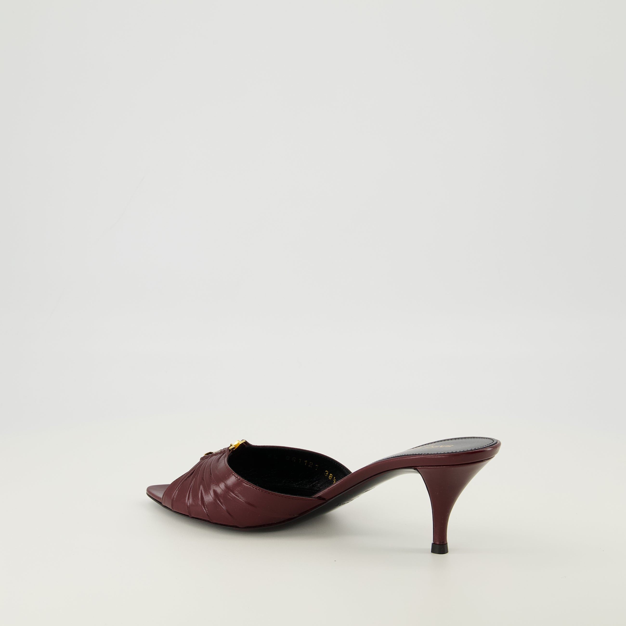 Image de l'article Mules à talons Babylone bordeaux de la marque Saint Laurent pour Femme - Saison Printemps-Été 2026 - Vue trois quarts arrière droite