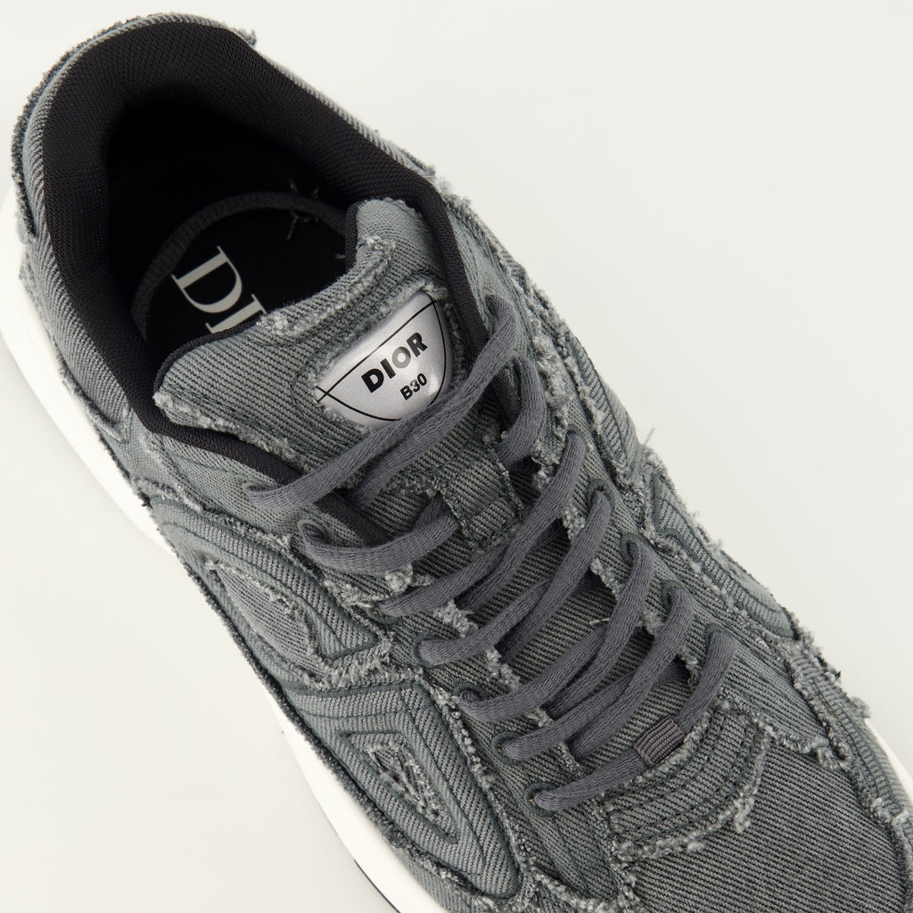 Baskets B30 Denim-Effekt Graue Sneakers Dior Gris Homme