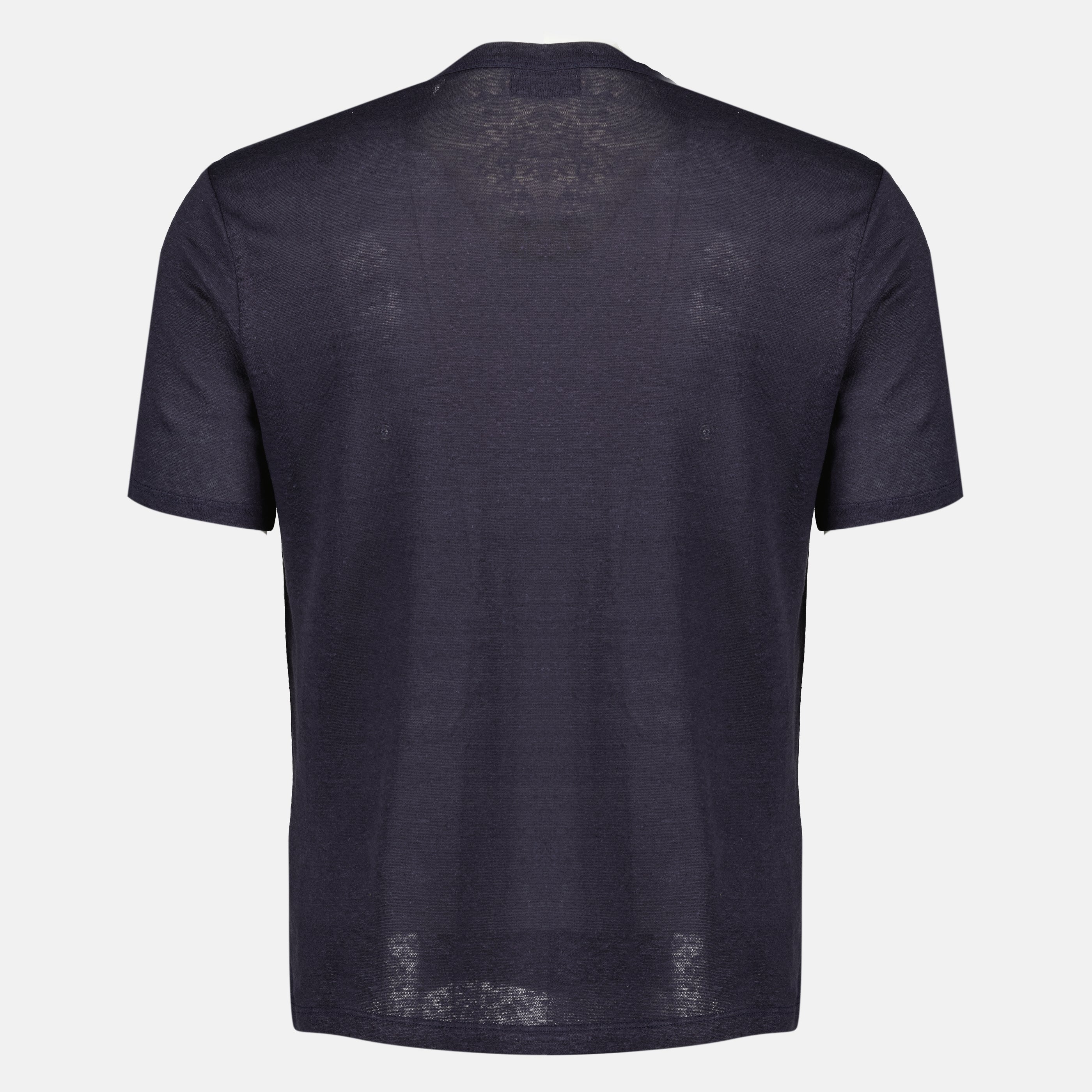 Image de l'article T-shirt Garment en lin bleu de la marque Officine Générale pour Homme - Saison Printemps-Été 2026 - Vue de Dos