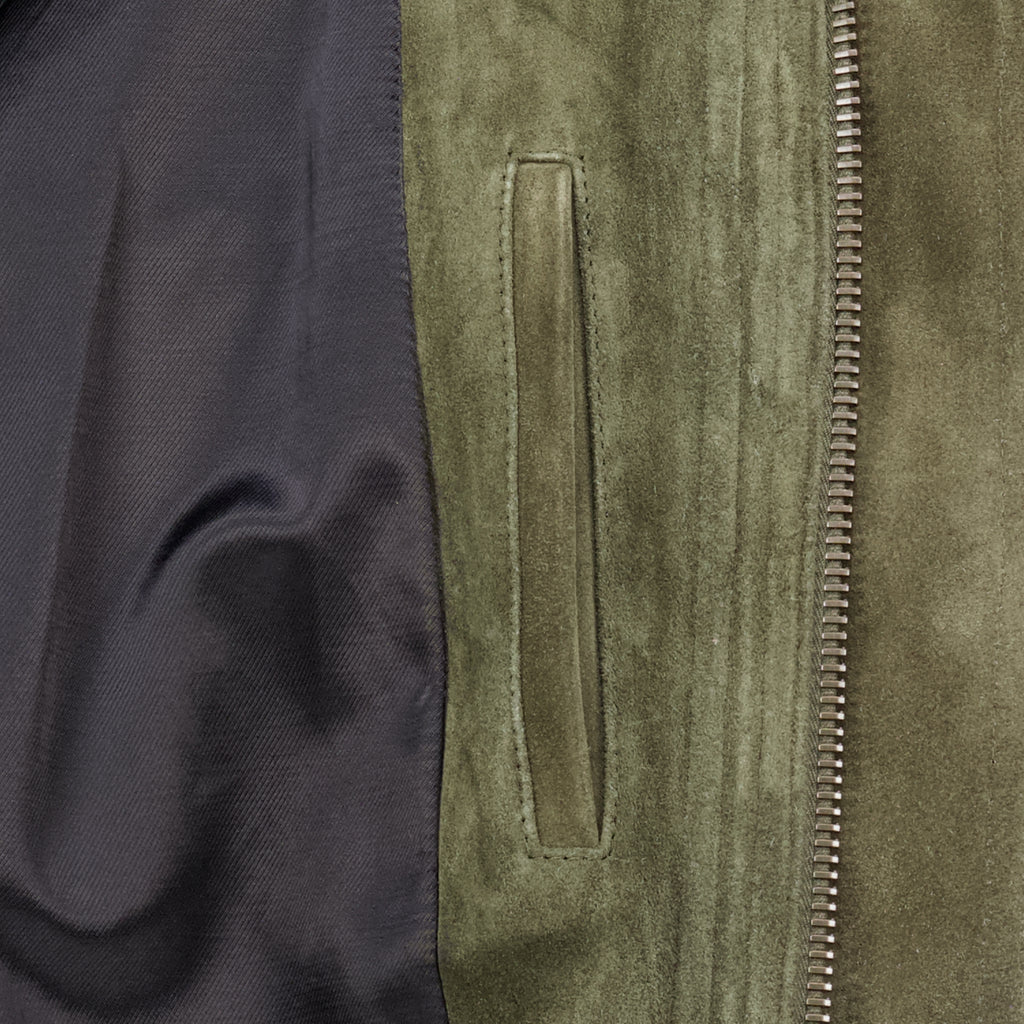 Vestes Bomber in Pelle Scamosciata Kaki Saint Laurent Kaki Homme