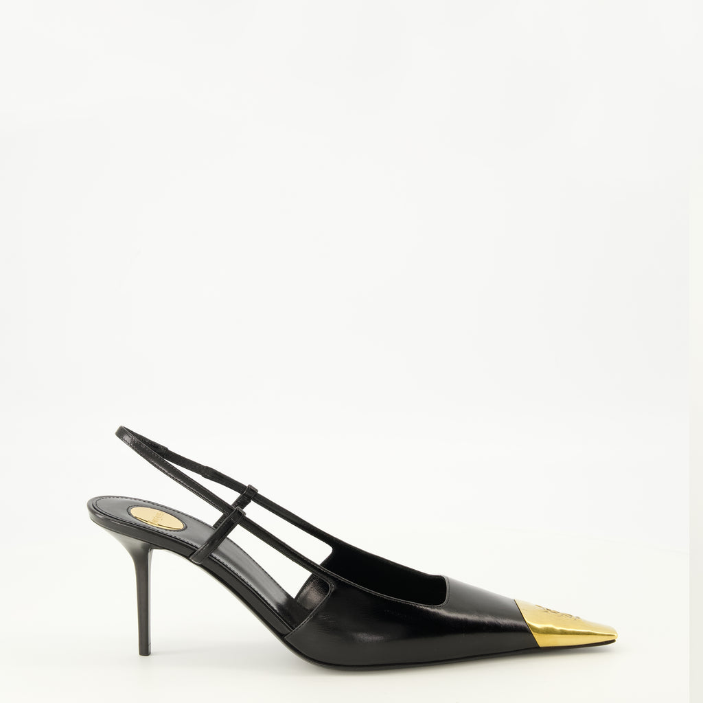 Escarpins 제안 블랙 가죽 슬링백 Saint Laurent Noir Femme
