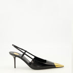 Escarpins Slingbacks Jeanne noir en cuir lisse Saint Laurent Noir Femme