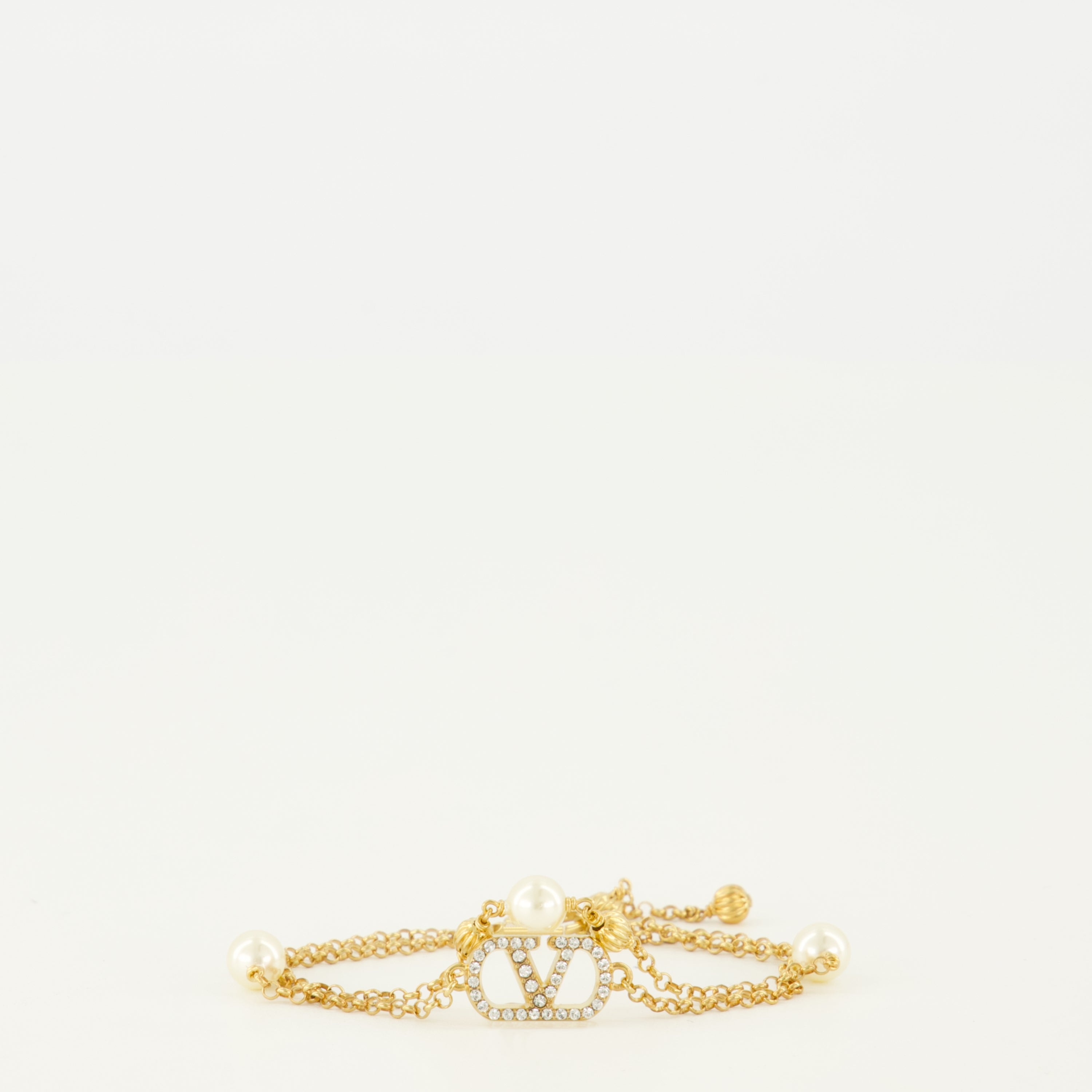 Bijoux VLogo Bracelet with Pearls and Swarovski® Crystals in Gold Valentino Garavani Doré Femme