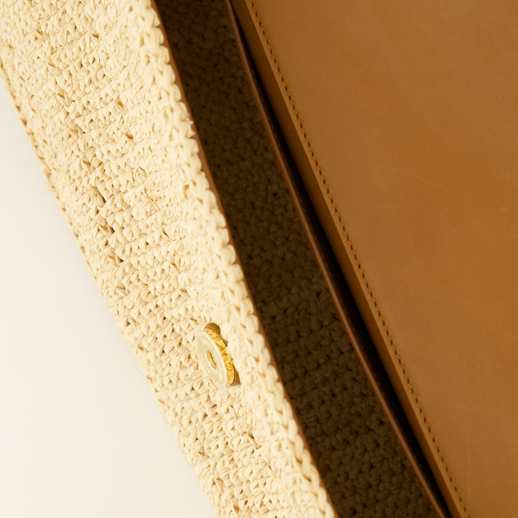 Sacs bandoulière Borsa Loulou in Raffia e Pelle Beige Saint Laurent Beige Femme