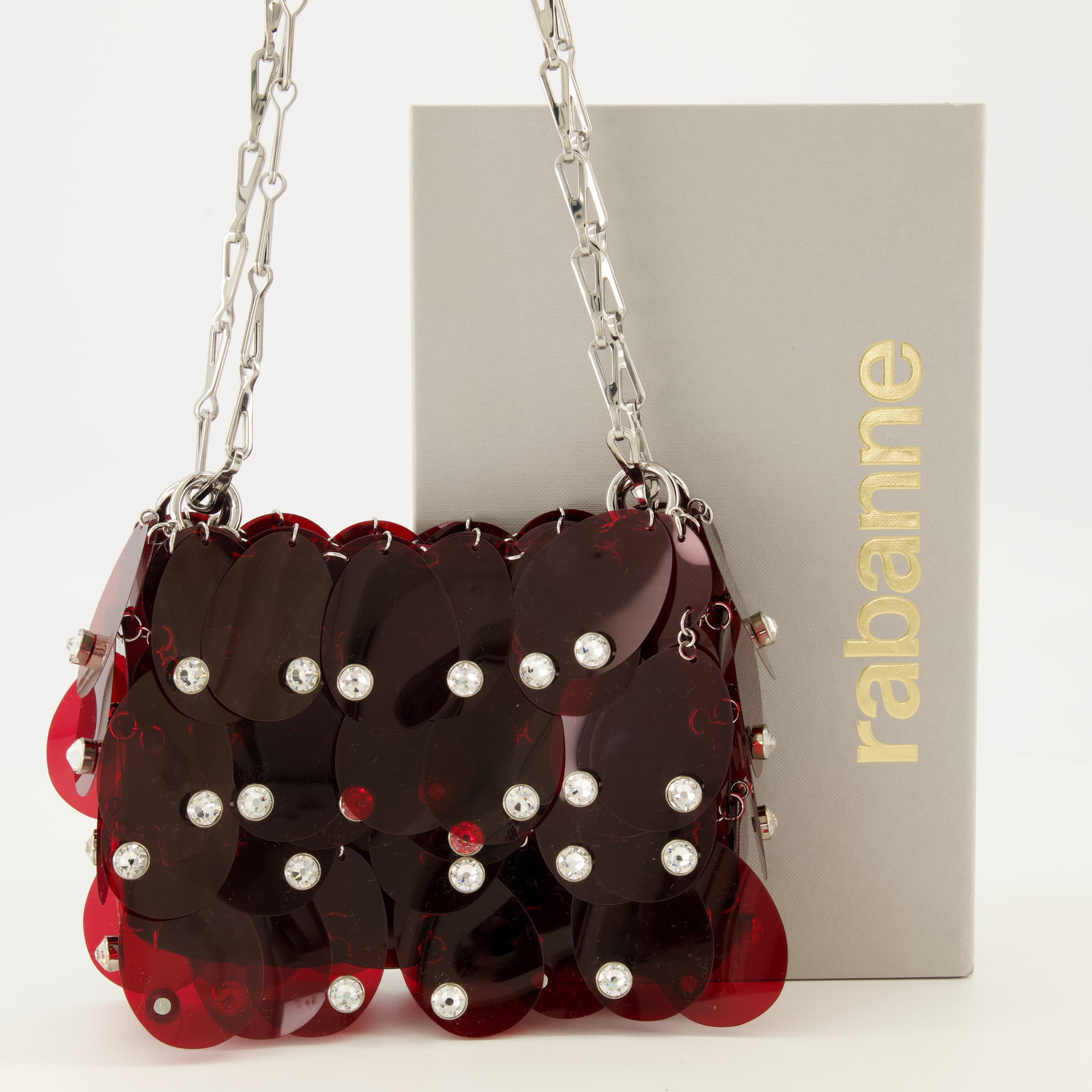 Image de l'article Sac Sparkle avec pastilles rouge et strass de la marque Rabanne pour Femme - Saison Printemps-Été 2026 - Vue détaillée_2