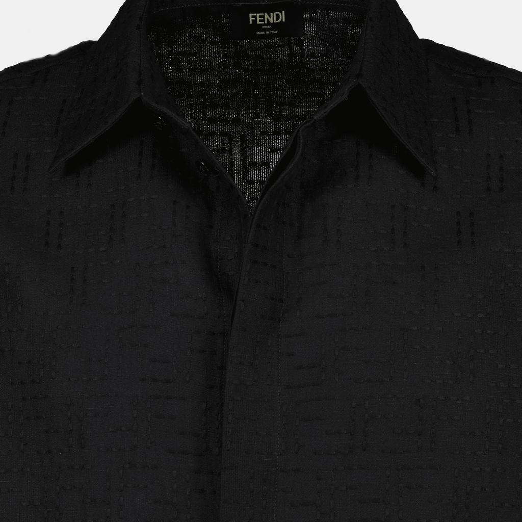 Chemises Chemise FF en lin Fendi Noir Homme