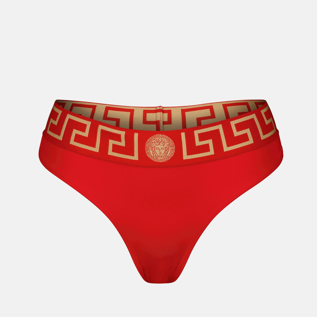 Moda de playa Greca Bikini Bottom Versace Rojo Femme