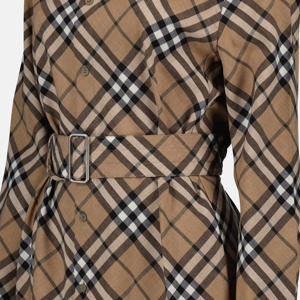 Robes Robe chemise à carreaux Burberry Beige Femme