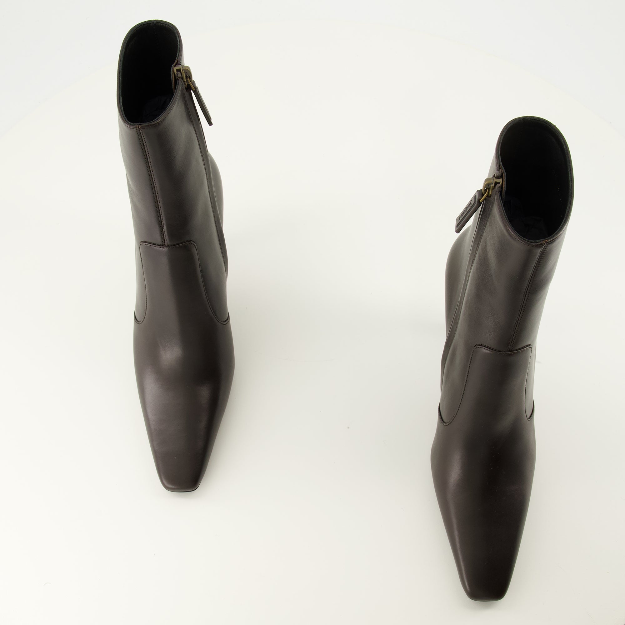 Bottines Opyum Ankle Boots in Brown Leather Saint Laurent Marron Femme
