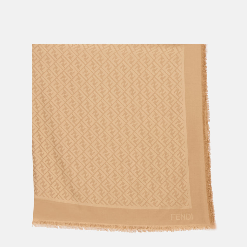 Imagem do xale FF em seda e lã da marca Fendi para Mulheres - Temporada Outono-Inverno 2025 - Vista Traseira