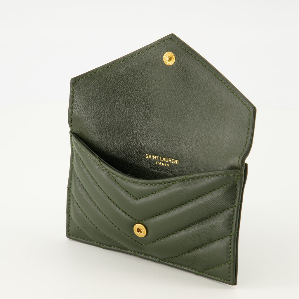 Image of the Cassandre Dark Green Fragment Cardholder by Saint Laurent for Women - Fall-Winter Season 2025 - Detailed View 2