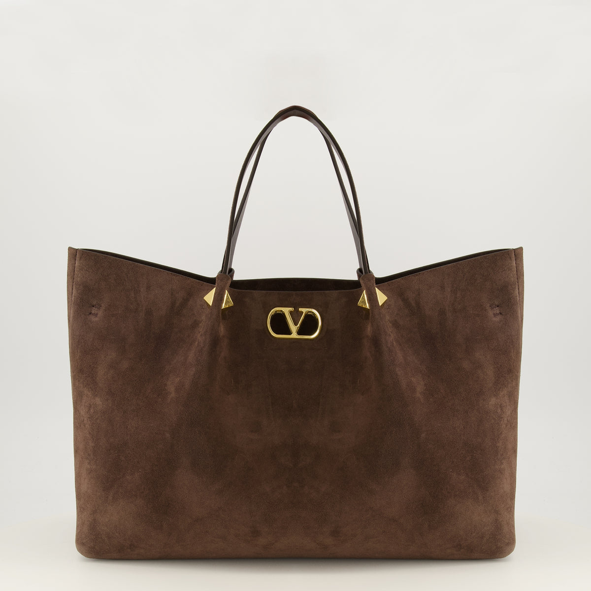 Sacs cabas Grande borsa a tracolla in suede marrone Valentino Garavani Marron Femme