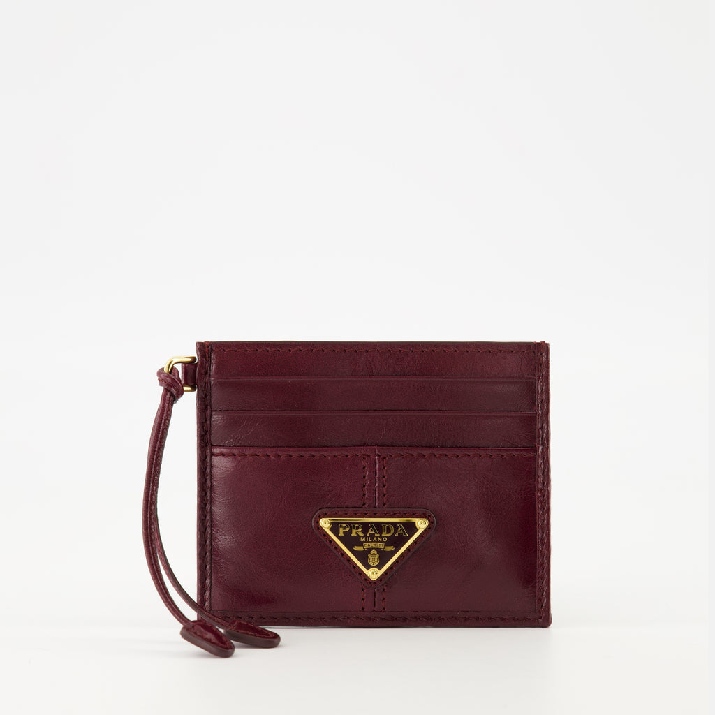 Image of the Prada leather card holder for women - Fall-Winter 2025 - Front View