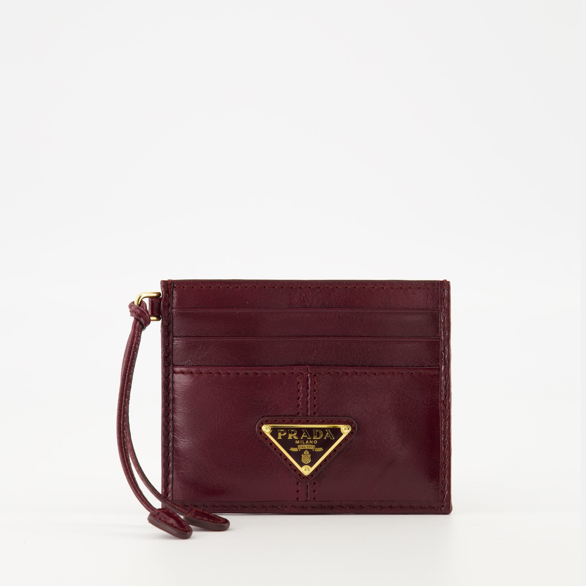 Image of the Prada leather card holder for women - Fall-Winter 2025 - Front View