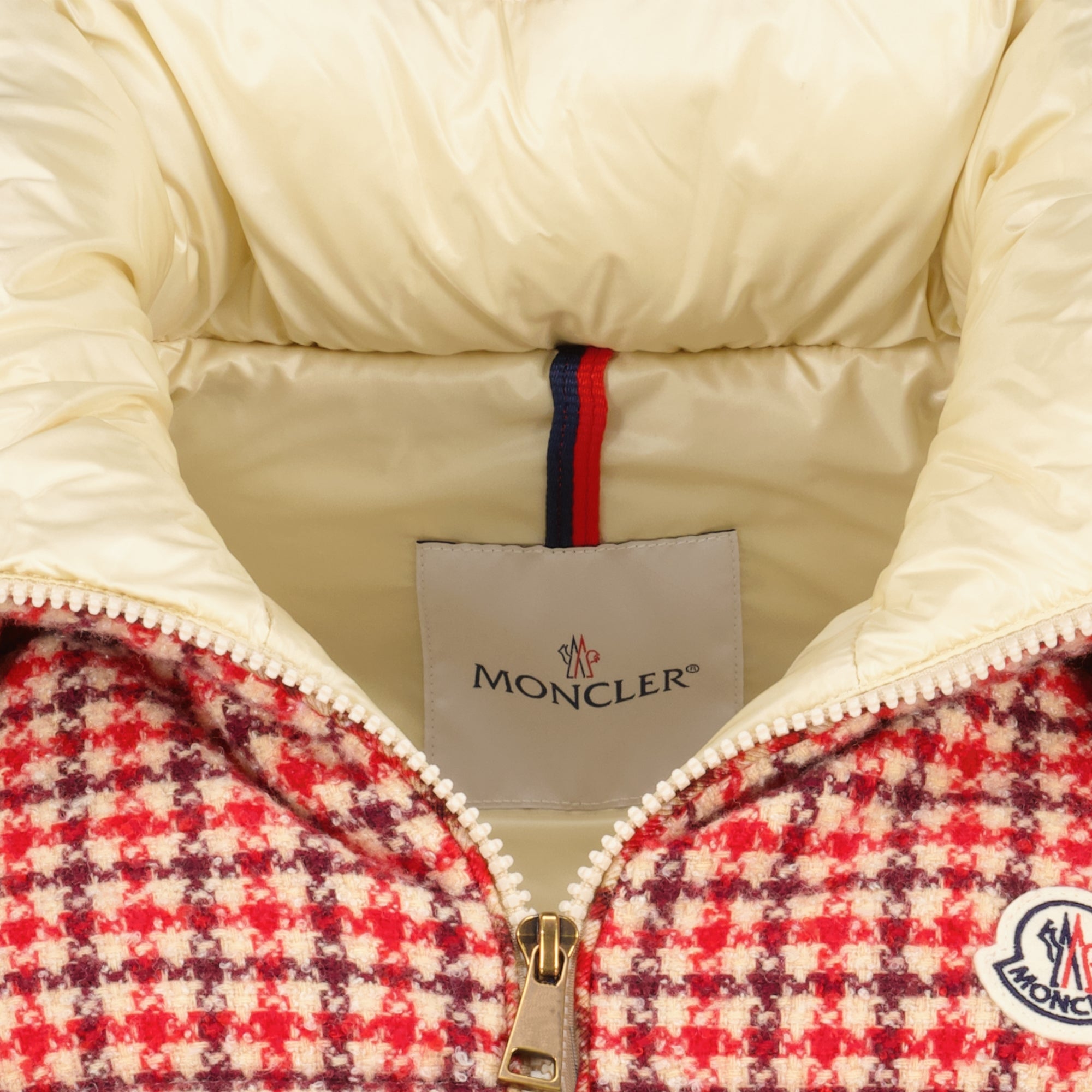 Vestes Doudoune sans manches Niverolles pied-de-poule Moncler Rouge Femme