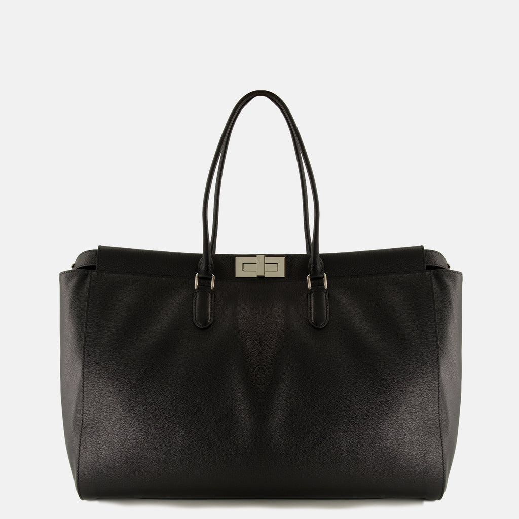 Sacs cabas Große Peekaboo Tote aus schwarzem strukturiertem Leder Fendi Noir Homme