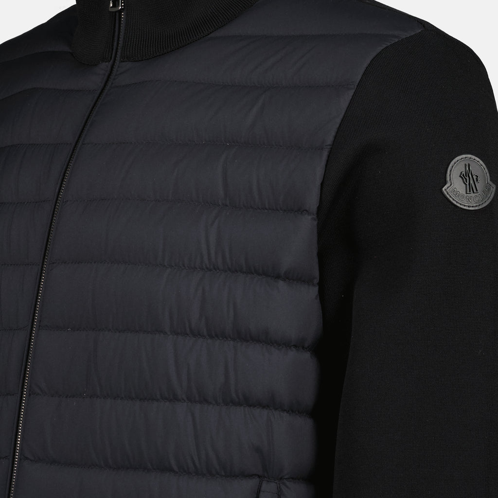 Image of the Moncler black two-material jacket for men - Spring-Summer 2026 - Detailed View_1
